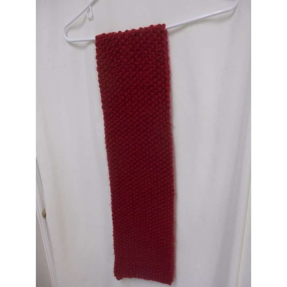 Handmade Burgudy chunky Knit Scarf Garter Stitch Winter Neck Warmer Accessory